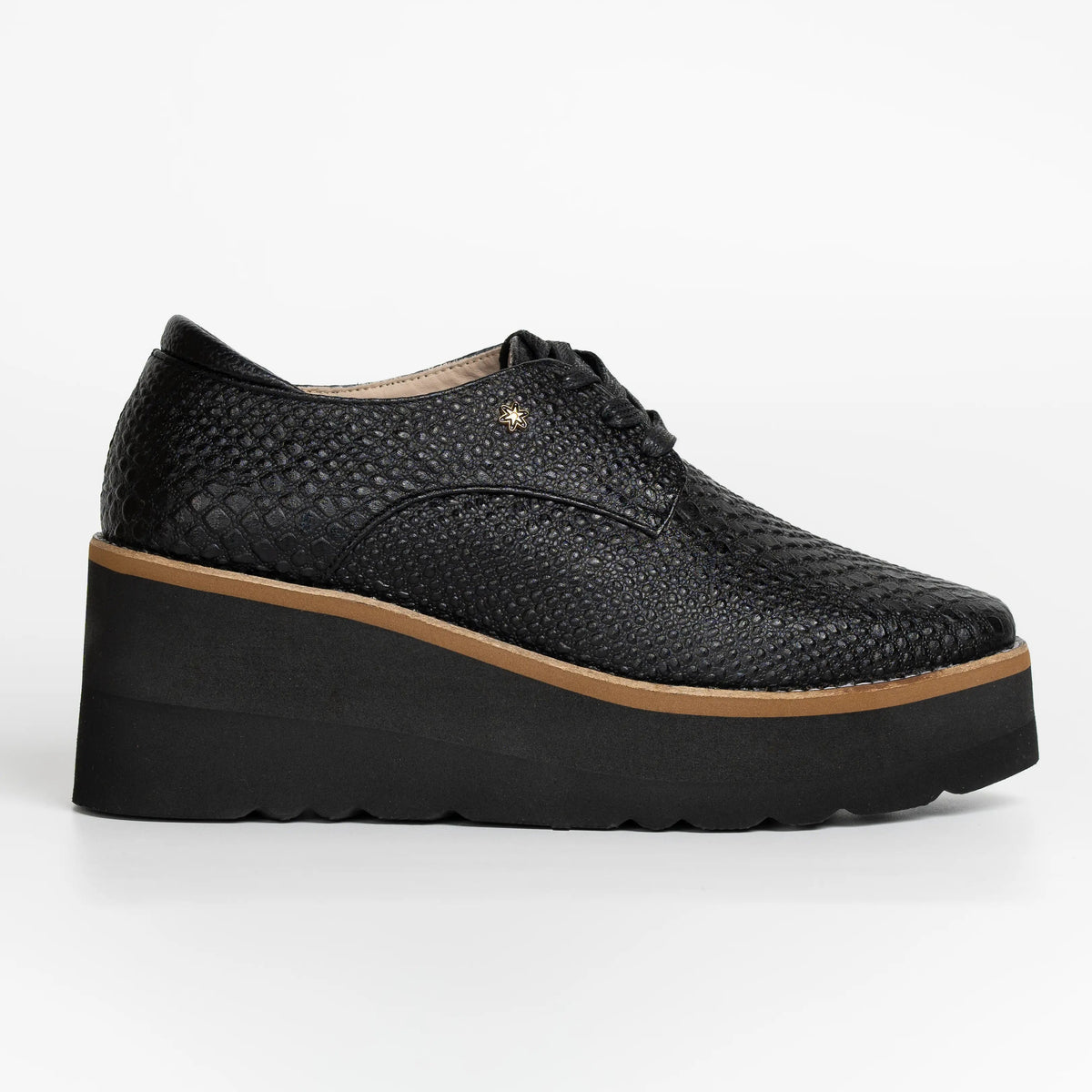OXFORD NEGRO CON CAFÉ CUERO