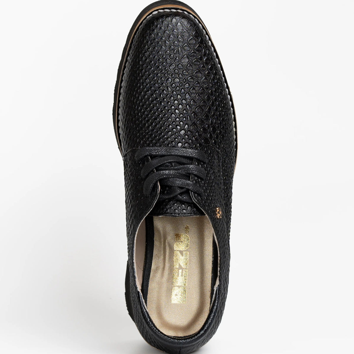 OXFORD NEGRO CON CAFÉ CUERO